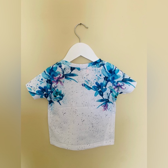 River Island Boys Toddler White Floral Print Short Sleeve Mesh T-Shirt - Picture 2 of 3